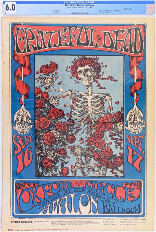 1966 FD-26 Grateful Dead Avalon Ballroom RP2 Poster CGC 6.0