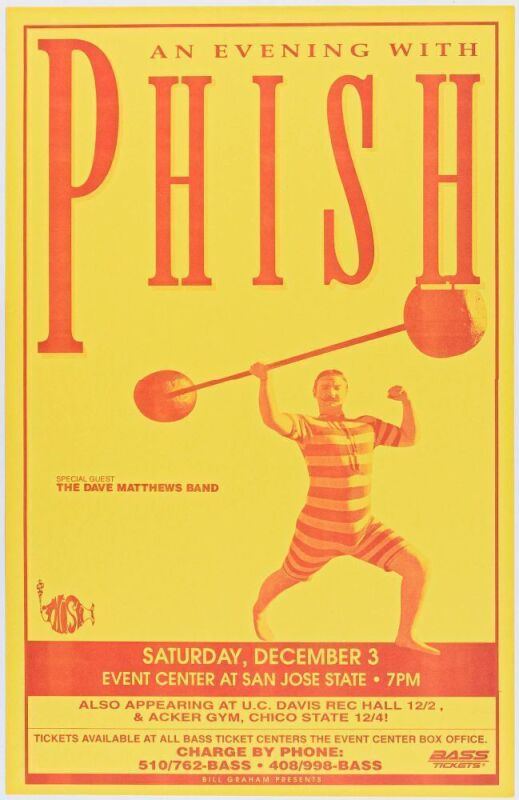 1994 Phish Dave Matthews San Jose State University Event Center Near Mint 89