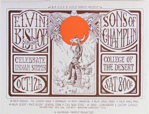 1974 Elvin Bishop Group College of the Desert Palm Springs Poster Extra Fine 69