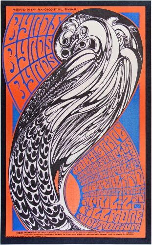 1967 BG-57 The Byrds Winterland & Fillmore Auditorium Poster Near Mint 89