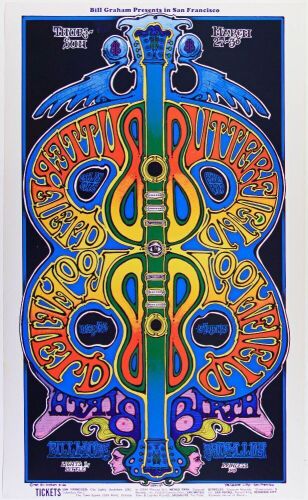 1969 BG-166 Butterfield Blues Band Fillmore West Poster Near Mint 89