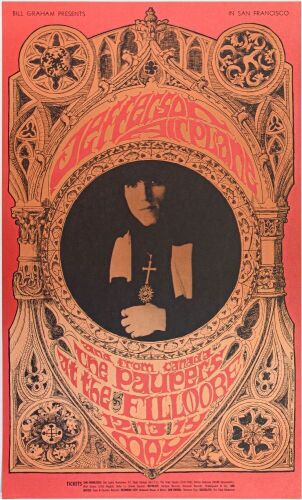 1967 BG-63 Jefferson Airplane The Paupers Fillmore Auditorium Poster Near Mint 87