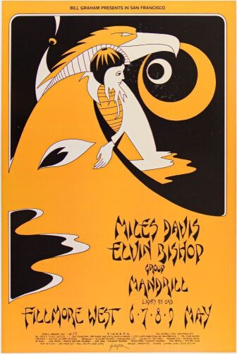 1971 BG-279 Miles Davis Elvin Bishop Group Fillmore West Poster Near Mint 87