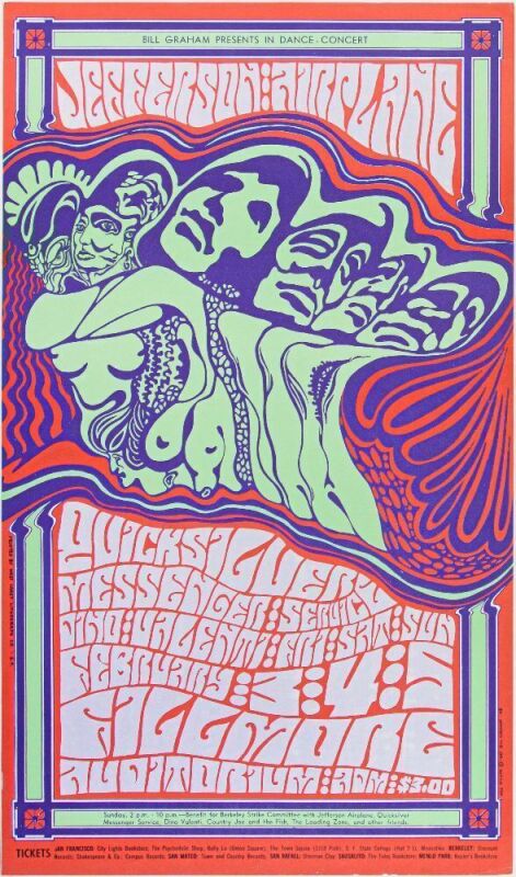 1967 BG-48 Jefferson Airplane Fillmore Auditorium Poster Excellent 77