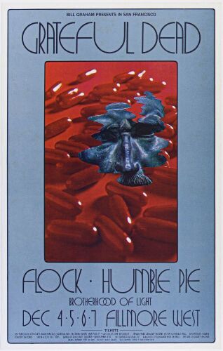 1969 BG-205 Grateful Dead Humble Pie Fillmore West RP2 Poster Near Mint 85