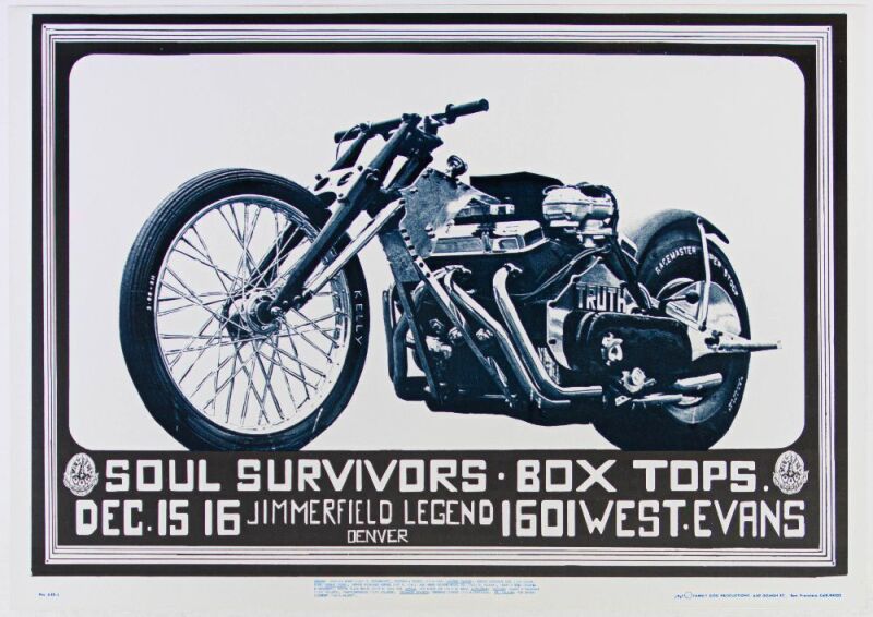 1967 FD-D15 Soul Survivors Box Tops 1601 W Evans Street Denver Poster Mint 90