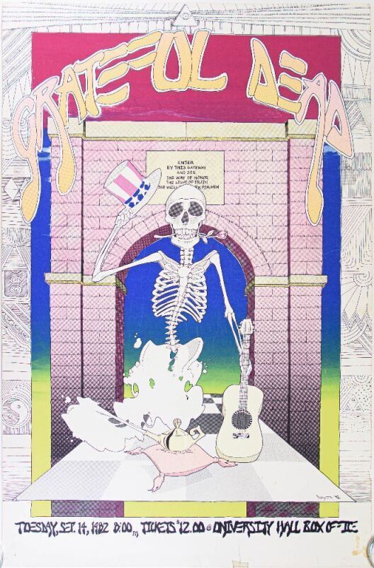 1982 Grateful Dead University of Virginia Charlottesville Silkscreen Poster Extra Fine 65