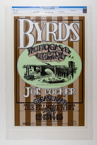 1969 BG-177 The Byrds Joe Cocker Fillmore West Poster CGC 9.8