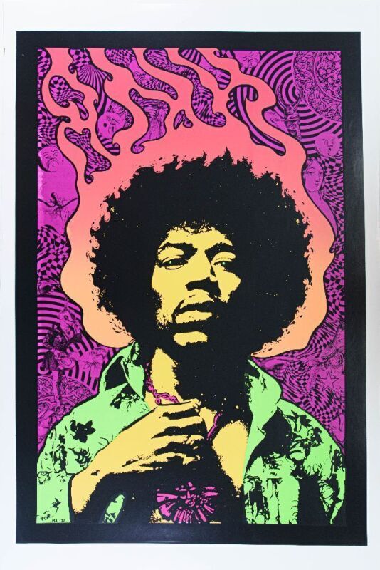 1997 PCL-172A Jimi Hendrix RP Blacklight Poster Excellent 79