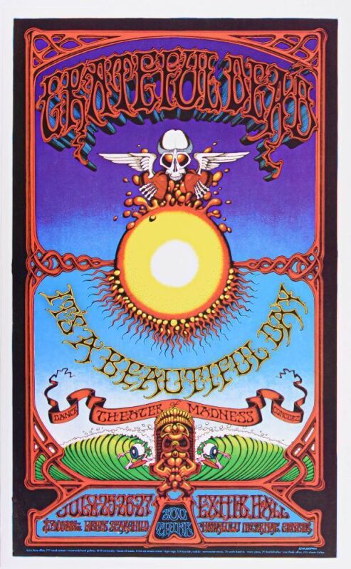 1968 AOR-3.116 Grateful Dead Honolulu Hawaii RP2 Poster Mint 91