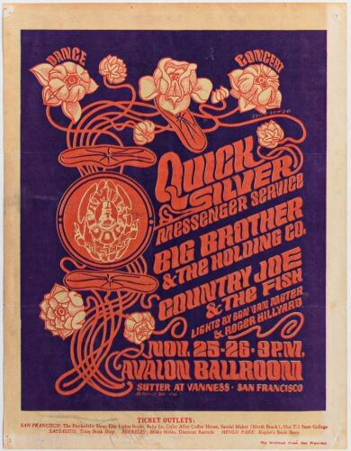 1966 FD-36 Big Brother Janis Joplin Quicksilver Avalon Ballroom Handbill Extra Fine 67