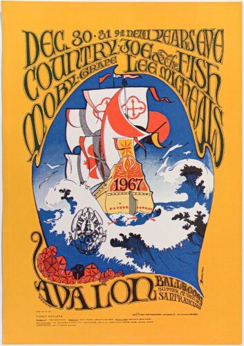 1966 FD-41 Country Joe Moby Grape Avalon Ballroom RP2 Poster Excellent 79