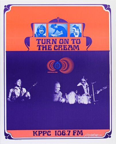 1968 Bob Masse KPPC-106.7FM Turn on to the Cream Signed Masse RP Poster Near Mint 89