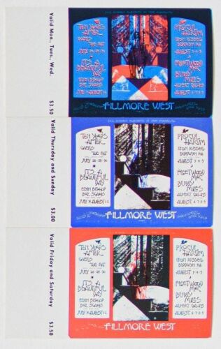 1970 BG-245 Ten Years After Procol Harum Fleetwood Mac Fillmore West Set of 3 Tickets Near Mint 89