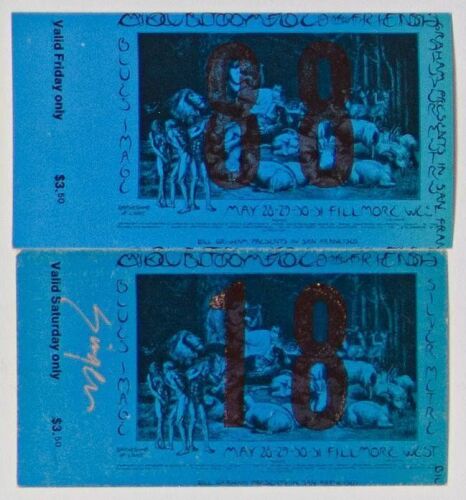 1970 BG-236 Country Joe & the Fish Blues Image Fillmore West Set of 2 Tickets Near Mint 85 One Is Signed David Singer