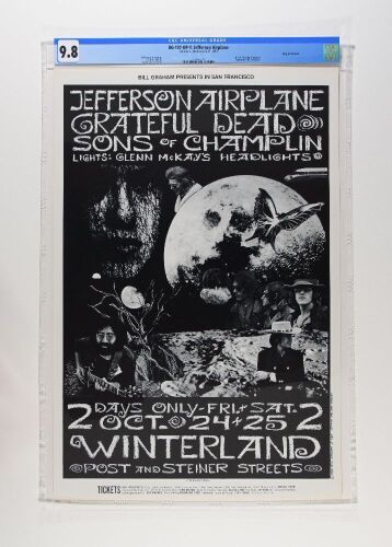 1969 BG-197 Jefferson Airplane Grateful Dead Winterland Poster CGC 9.8