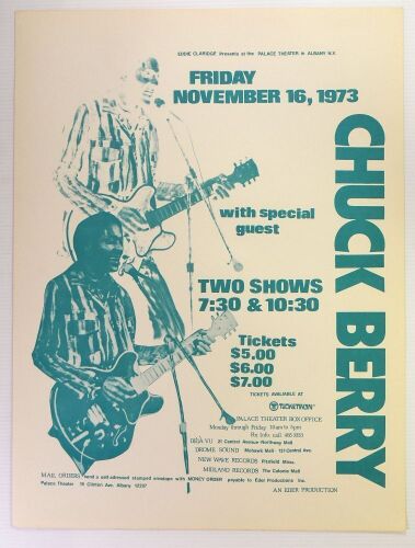 1973 Chuck Berry The Palace Theater Albany Poster Near Mint 87
