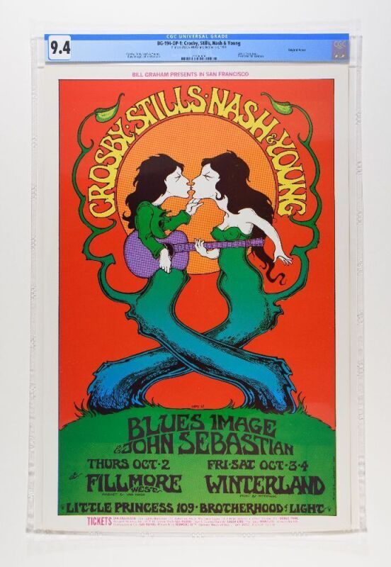 1969 BG-194 Crosby Stills Nash & Young Fillmore West & Winterland Poster CGC 9.4