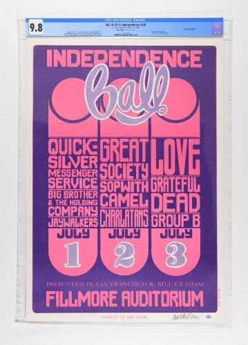 1966 BG-14 Grateful Dead Independence Ball Fillmore Auditorium Signed Wilson Poster CGC 9.8