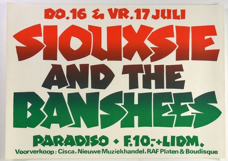 1981 Siouxsie and the Banshees The Paradiso Amsterdam Poster Excellent 79