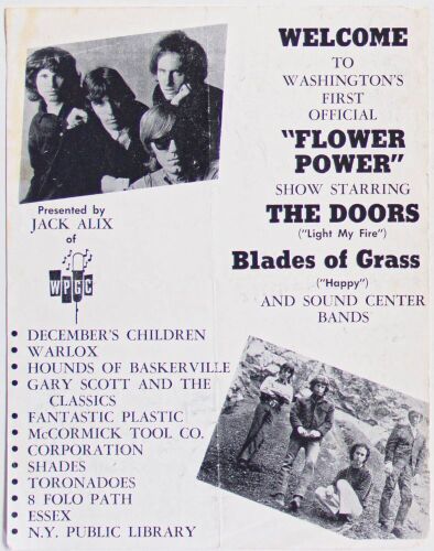 1967 The Doors Jack Alix's Flower Power Show Alexandria Roller Rink Flyer Extra Fine 61