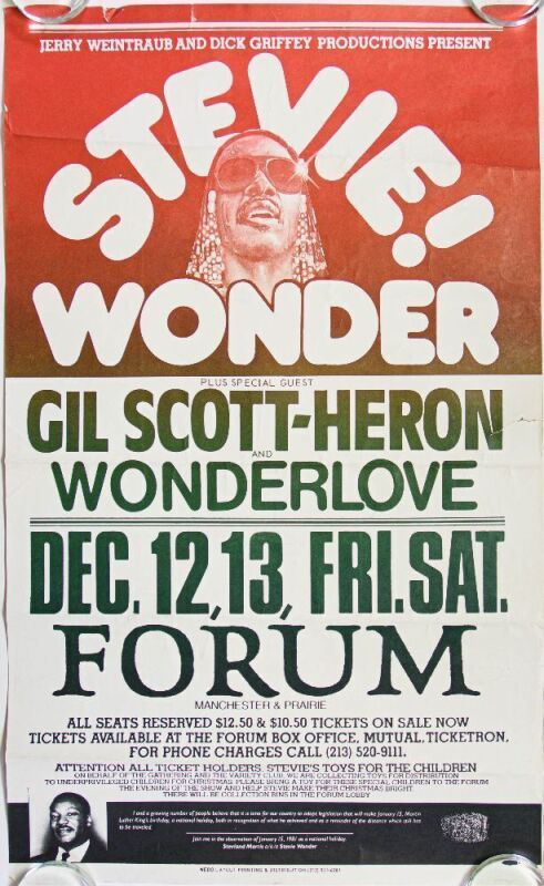 1980 Stevie Wonder Gil Scott-Heron The LA Forum Inglewood Poster Extra Fine 61