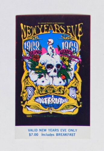 1968 BG-152 Grateful Dead Santana NYE Winterland Ticket Near Mint 87