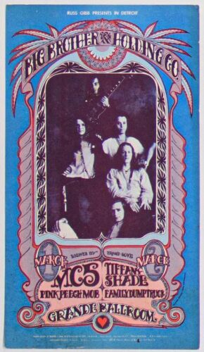 1968 G/G-680301 Big Brother & The Holding Company Grande Ballroom Postcard Extra Fine 69