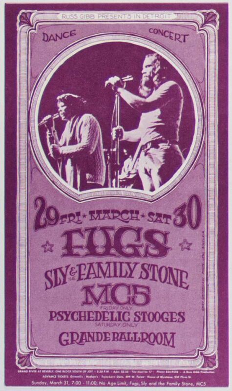 1968 G/G-680329 Fugs Sly and the Family Stone Grande Ballroom Postcard Near Mint 89