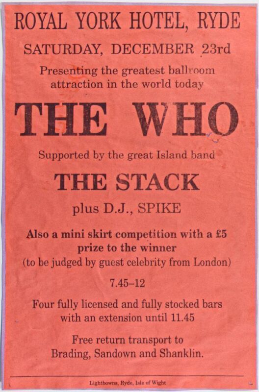 1967 The Who The Royal York Hotel Ryde Isle of Wight Poster Mounted