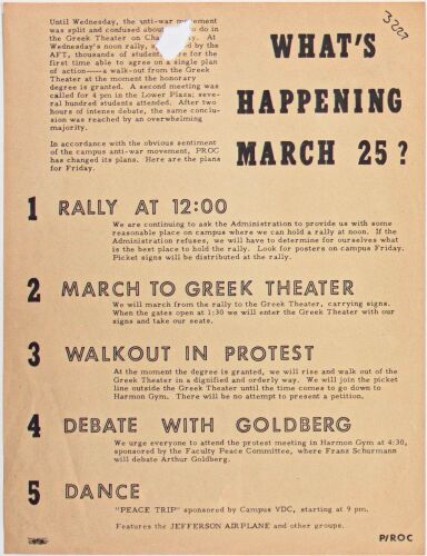 1966 Jefferson Airplane Vietnam Day Committee Peace Rally UC Berkeley Harmon Gymnasium Flyer Extra Fine 69