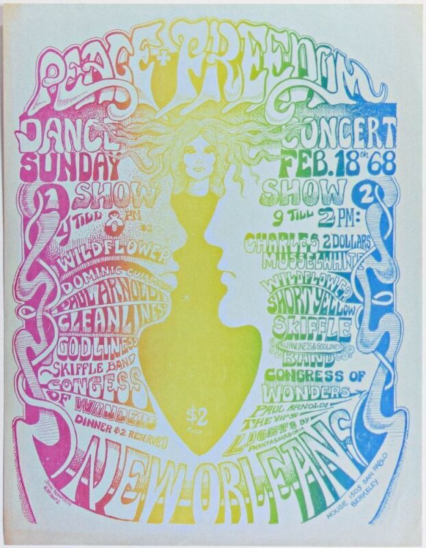 1968 Wildflower Charlie Musselwhite Congress of Wonders The New Orleans House Berkeley Flyer Excellent 75