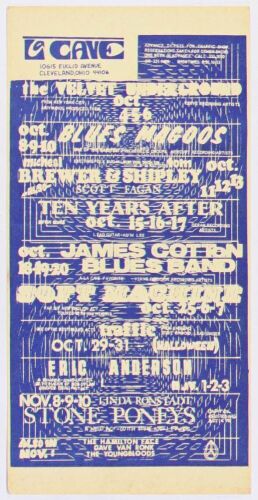 1968 Velvet Underground Traffic Soft Machine La Cave Cleveland Handbill w/ COA Excellent 79