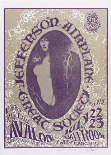 1966 FD-17 Jefferson Airplane The Great Society Avalon Ballroom Signed Mouse Poster Excellent 77