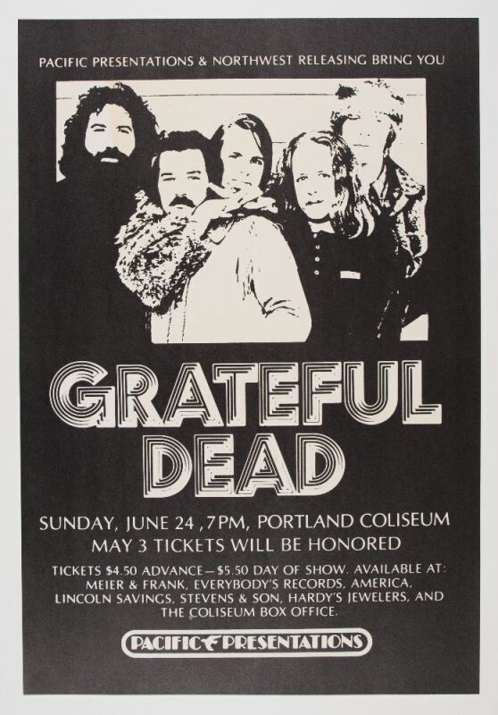 1973 Grateful Dead Portland Memorial Coliseum Poster Mint 91