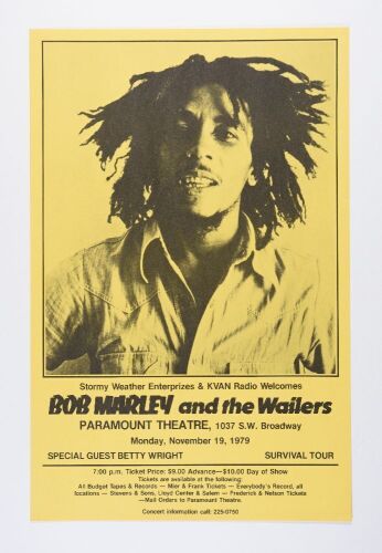 1979 Bob Marley & The Wailers Paramount Theatre Portland Near Mint 87