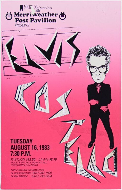 1983 Elvis Costello Merriweather Post Pavilion Columbia Poster Excellent 73