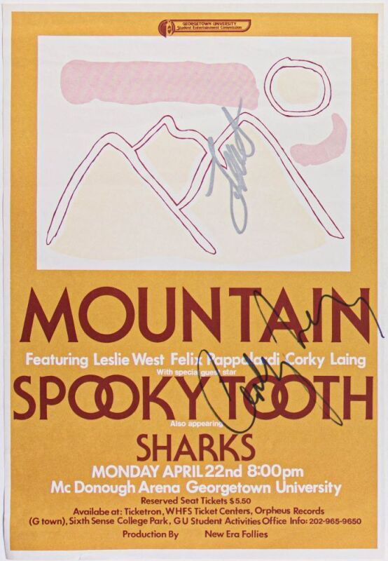 1974 Mountain McDonough Arena Georgetown University Washington DC Signed West & Laing Poster Excellent 77