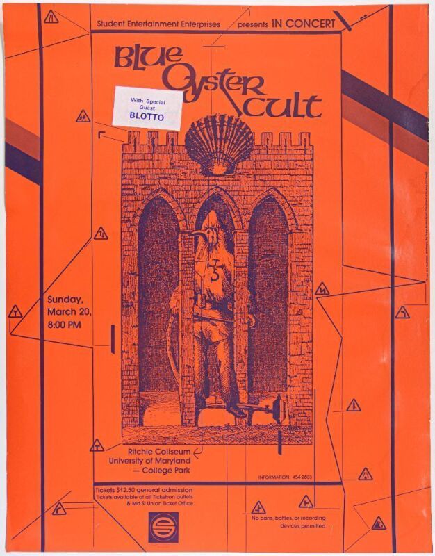 1983 Blue Oyster Cult Ritchie Coliseum University of Maryland College Park Poster Excellent 77