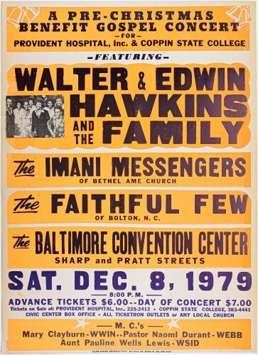 1979 Walter & Edwin Hawkins And The Family The Baltimore Convention Center Globe Cardboard Poster Excellent 75