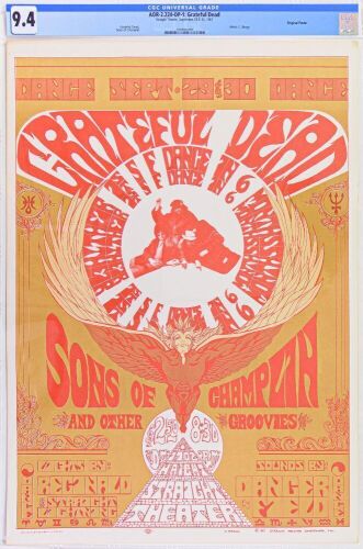 1967 AOR-2.224 Grateful Dead Sons of Champlin Straight Theater Poster CGC 9.4