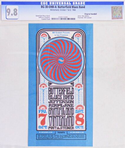 1966 BG-30 Grateful Dead Jefferson Airplane Paul Butterfield Winterland Handbill CGC 9.8