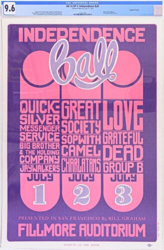 1966 BG-14 Grateful Dead Independence Ball Fillmore Auditorium Poster CGC 9.6