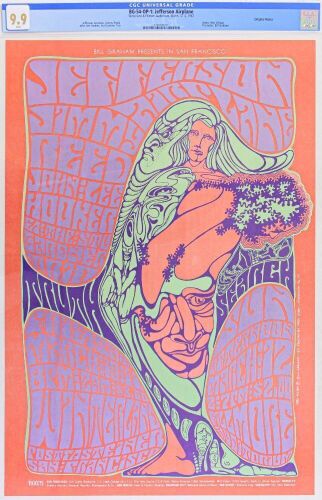 1967 BG-54 Jefferson Airplane Winterland & Fillmore Auditorium Poster CGC 9.9