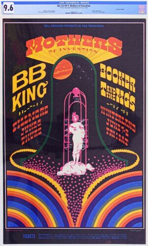 1968 BG-123 Frank Zappa The Mothers B.B. King Winterland & Fillmore Poster CGC 9.6