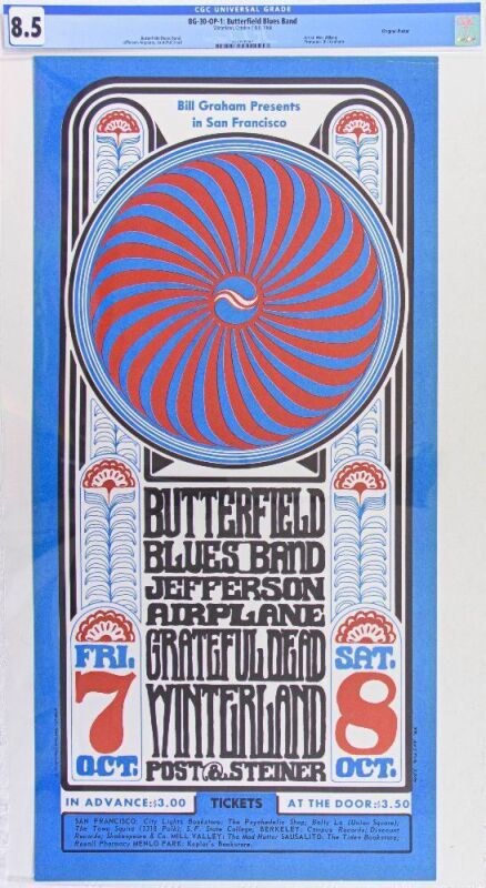 1966 BG-30 Grateful Dead Jefferson Airplane Paul Butterfield Winterland Poster CGC 8.5