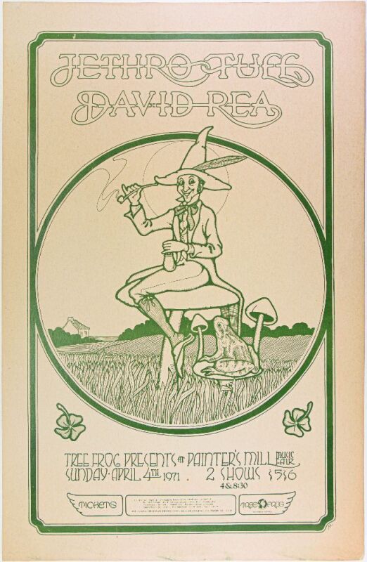 1971 Jethro Tull Painter's Mill Music Fair Owings Mills Baltimore Tree Frog Poster Excellent 79