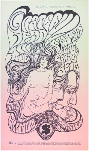 1967 BG-62 Grateful Dead Fillmore Auditorium Poster Near Mint 83