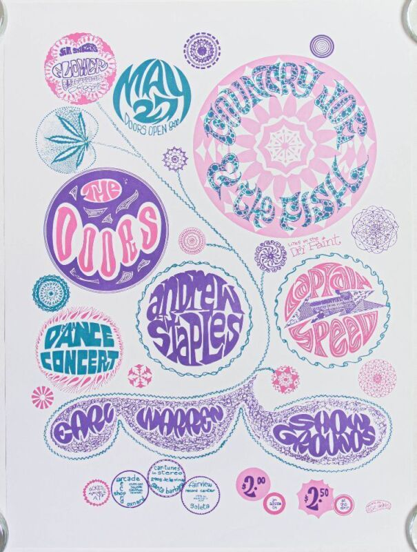 1967 The Doors Earl Warren Showgrounds Santa Barbara Poster Near Mint 85