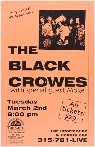 1999 The Black Crowes The Smith Opera House Geneva NY Poster Excellent 75